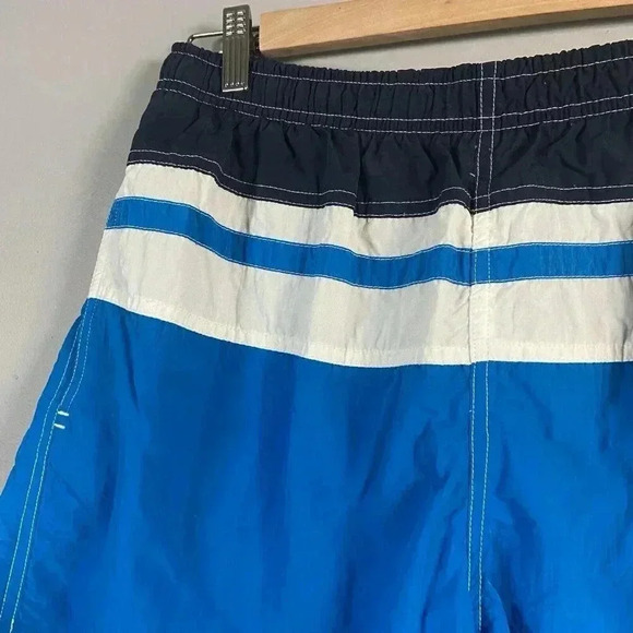 Hobie Swim Trunks Mens Size L Blue White Drawstring Lined Board Shorts 90's - Picture 3 of 10